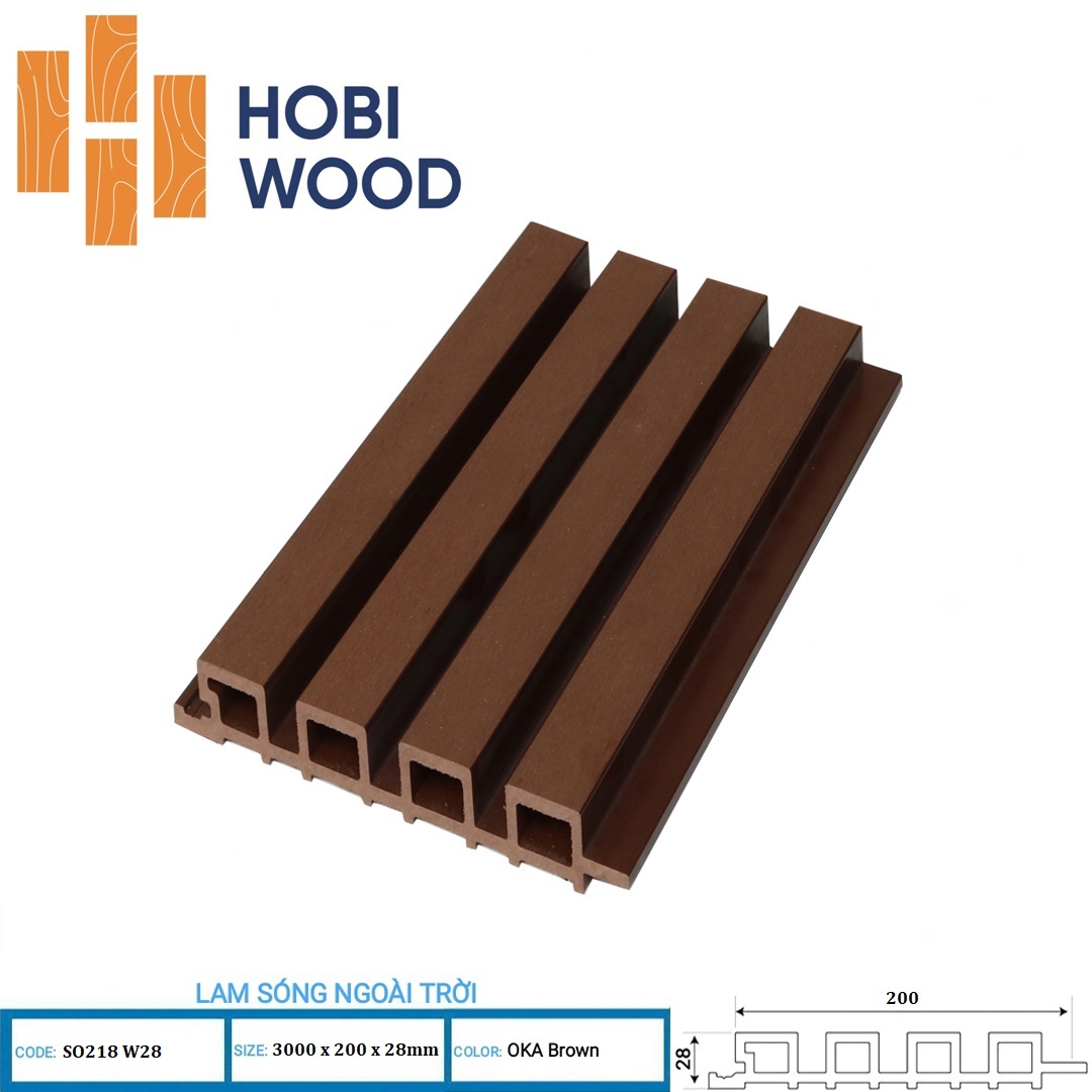 Lam Sóng Gỗ Nhựa Ngoài Trời Hobi Wood SO214 W28